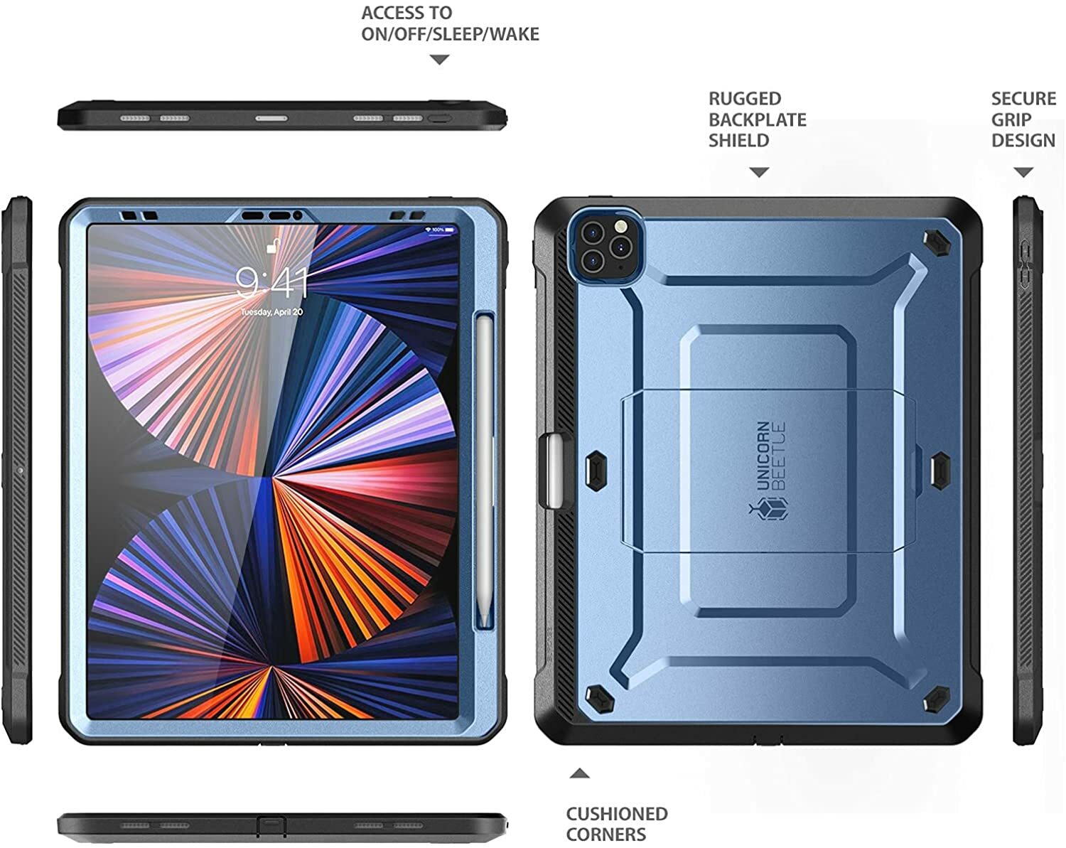For iPad Pro 12.9″ 11″ (2022-2018 Release) SUPCASE Rugged Case 360 Screen Cover