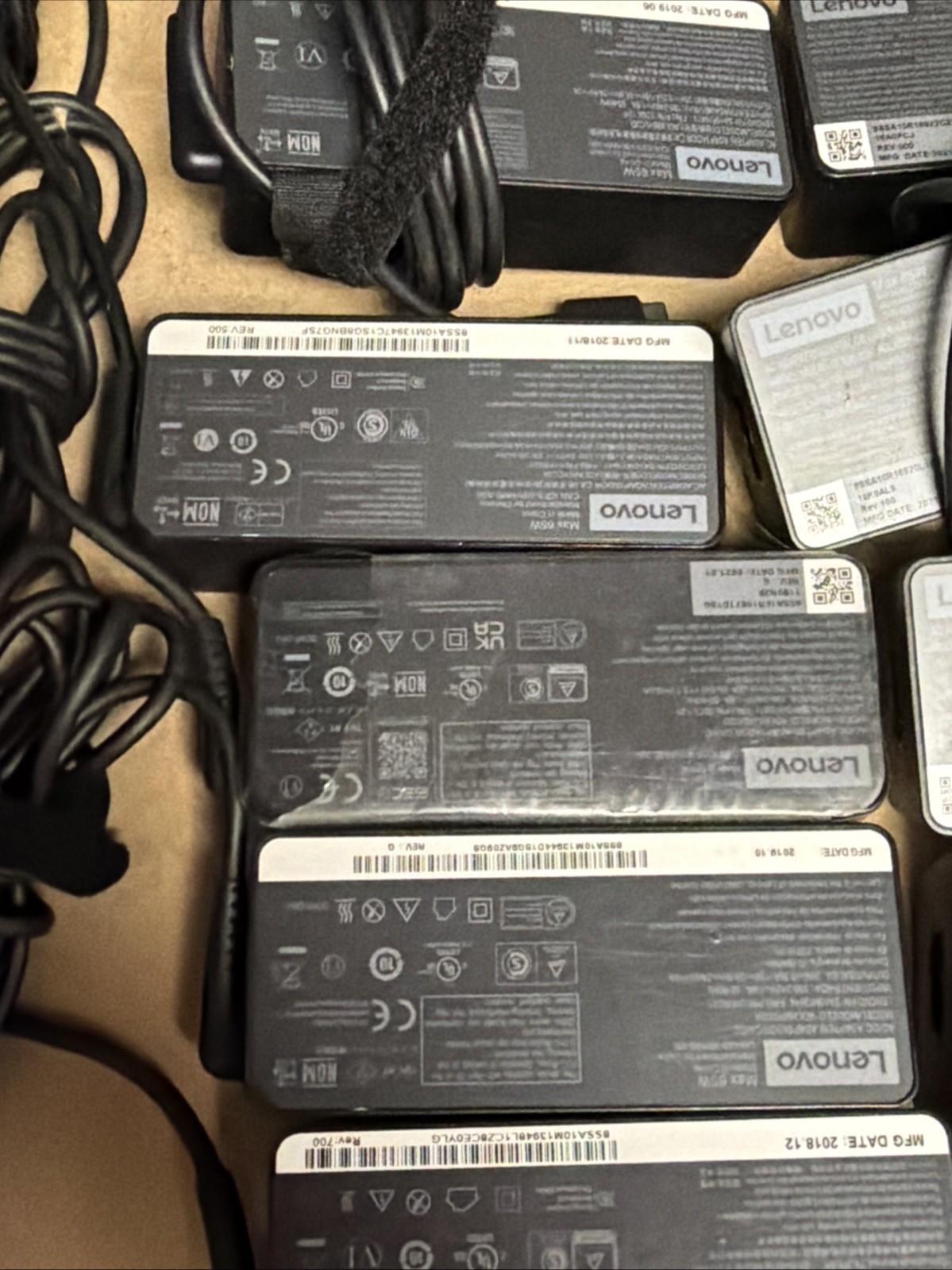 Lot of 10 Lenovo Max 65w 20V 3.25A AC Adapter USB Type C-No Power Cable!