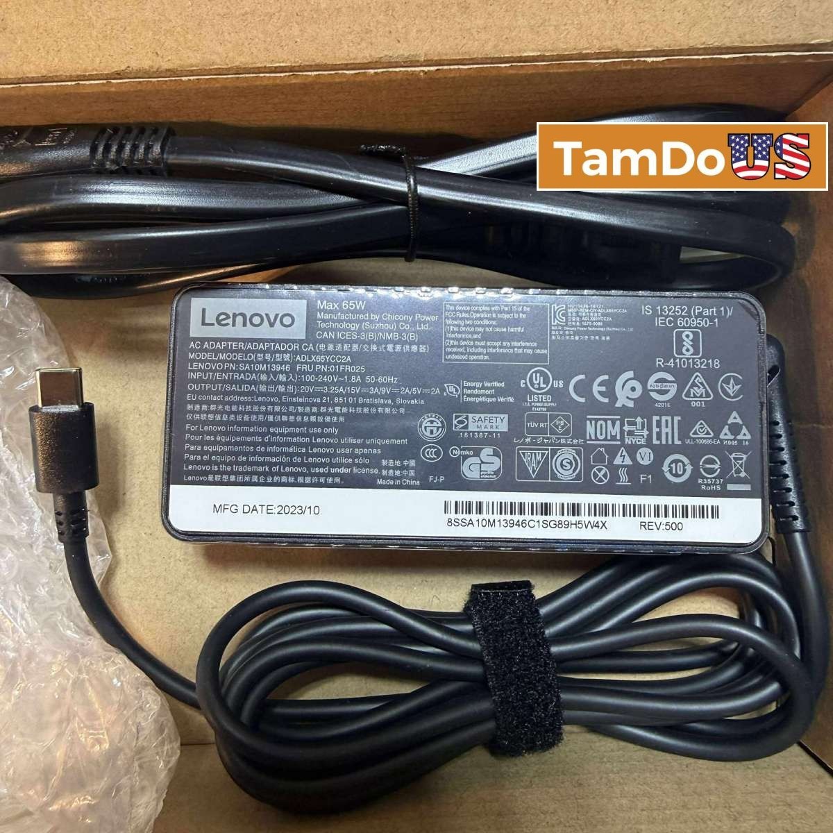 Lenovo 65W AC Adapter Laptop Charger ADLX65YDC2A, 20V 3.25A, OEM Genuine