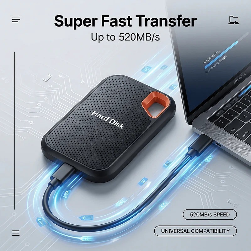 external hard drive 1TB High Speed Capacity Solid State Usb3.2 Laptop Mac And PC