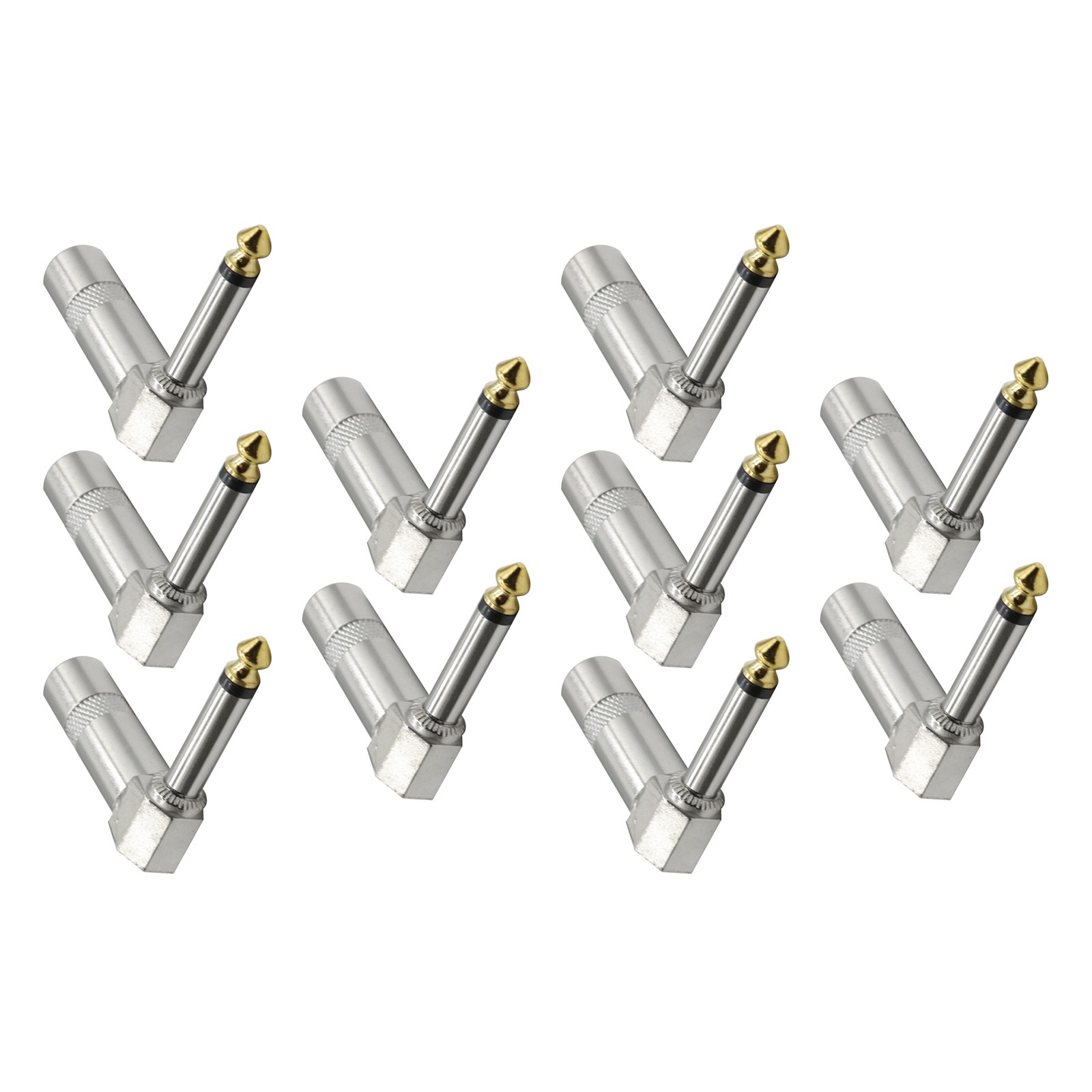 10pcs 90 Degree microphone Adapter Plug 1/4 in TS Male To 1/4 in Jack Male