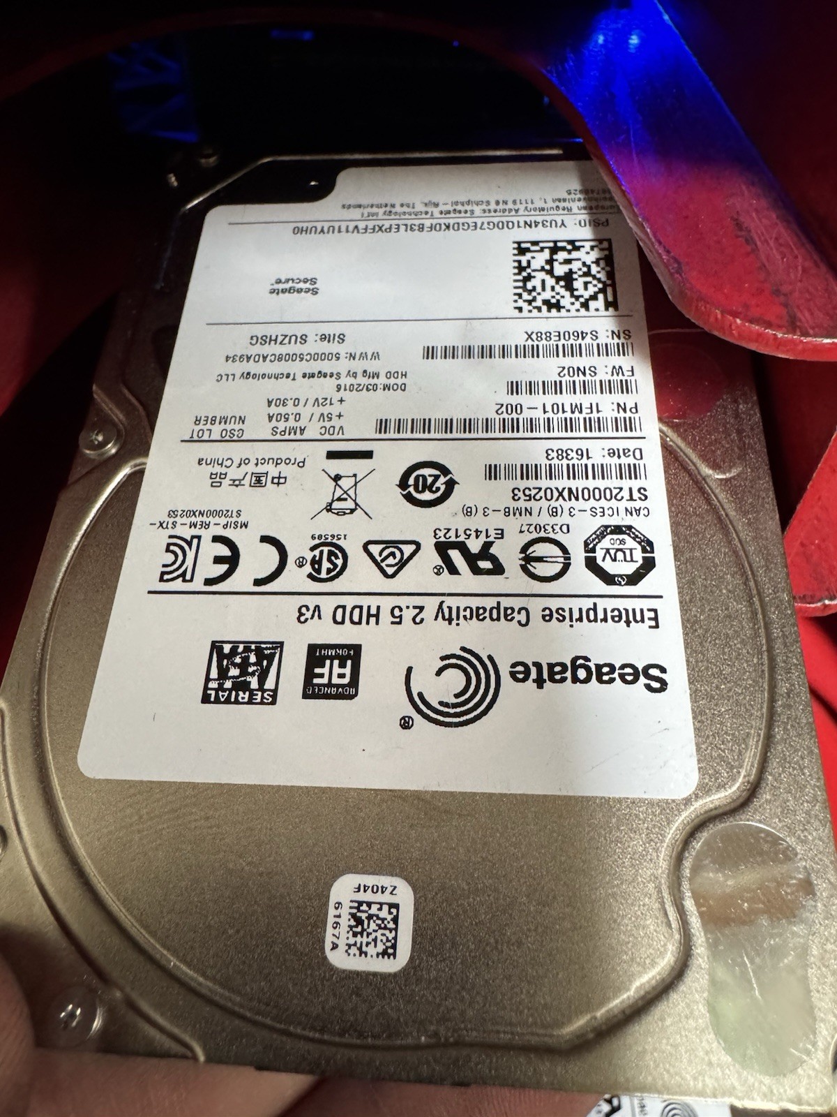 Seagate Enterprise Capacity 2.5 HDD ST2000NX0253 HDD 2TB SATA 100% Health TESTED