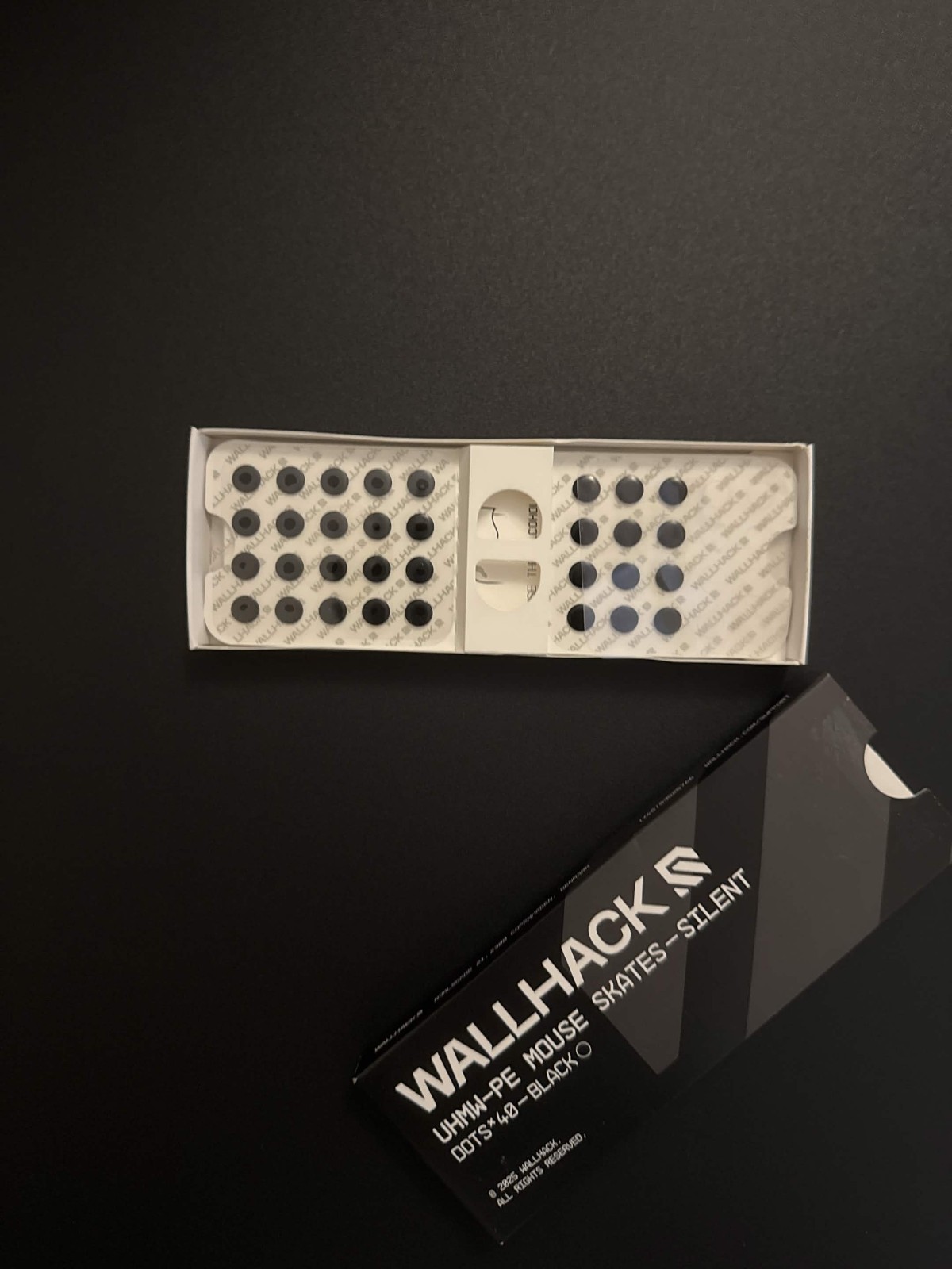 Wallhack SP-005 Glass Mousepad (Black, 1 month used) + UHMW-PE Silent Dot Skates