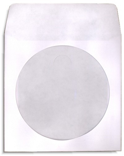 200-Pak White PAPER CD/DVD SLEEVES with Window & Flap!