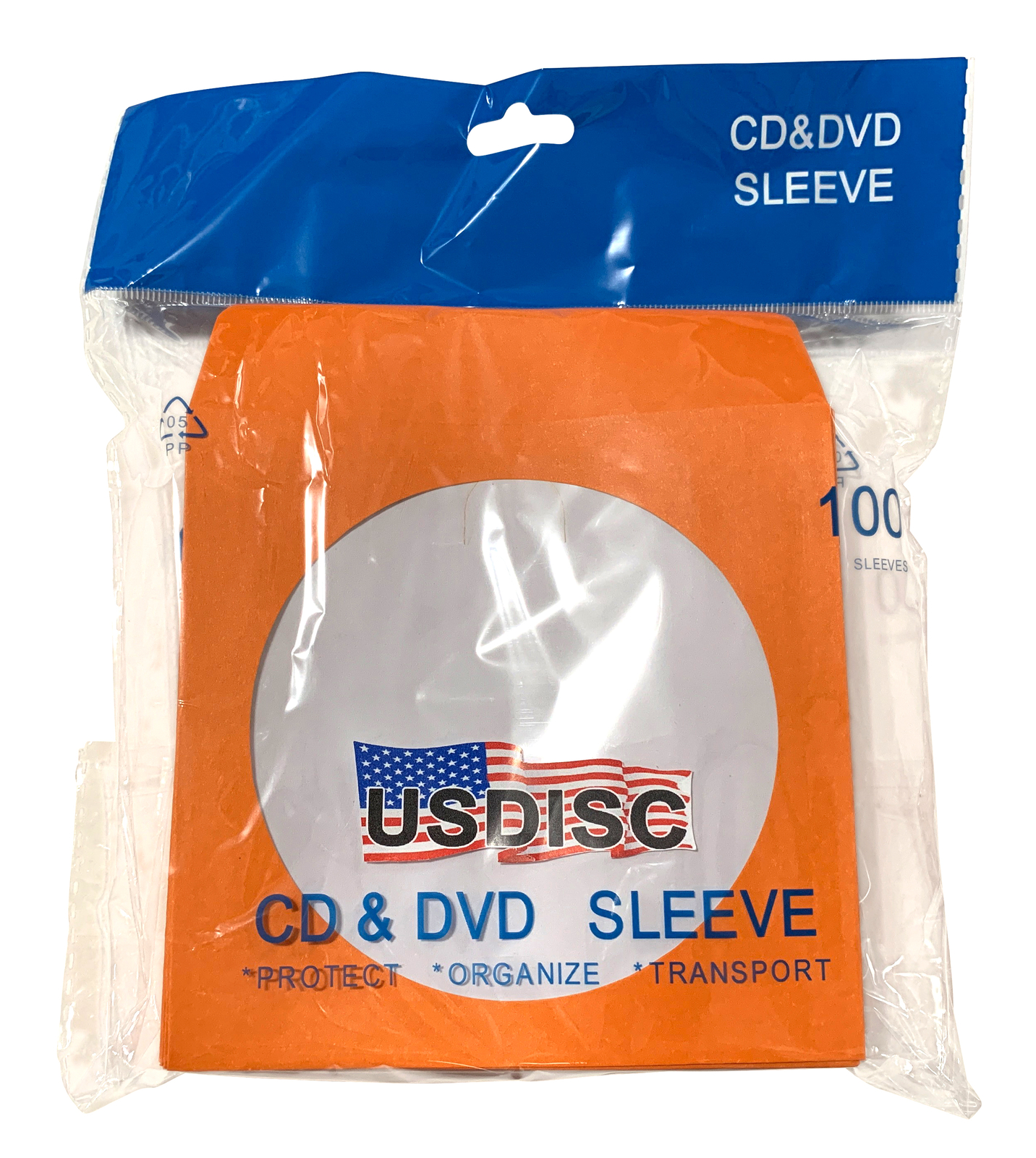 USDISC Paper Sleeves 100g Window, Flap (Orange) Lot