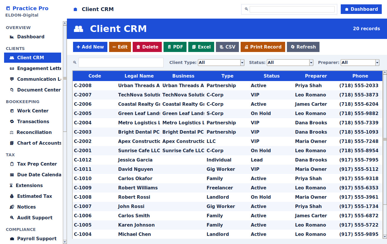 Bookkeeping & Tax Business Management Software Bookkeeper Tax Preparer Win/MAC