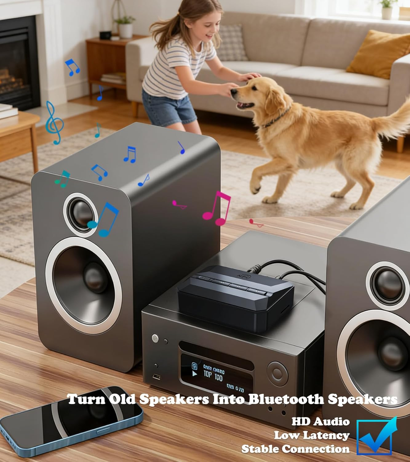 KAIY Bluetooth Receiver for Home Stereo with NFC, Wireless Audio Receivers & Ada