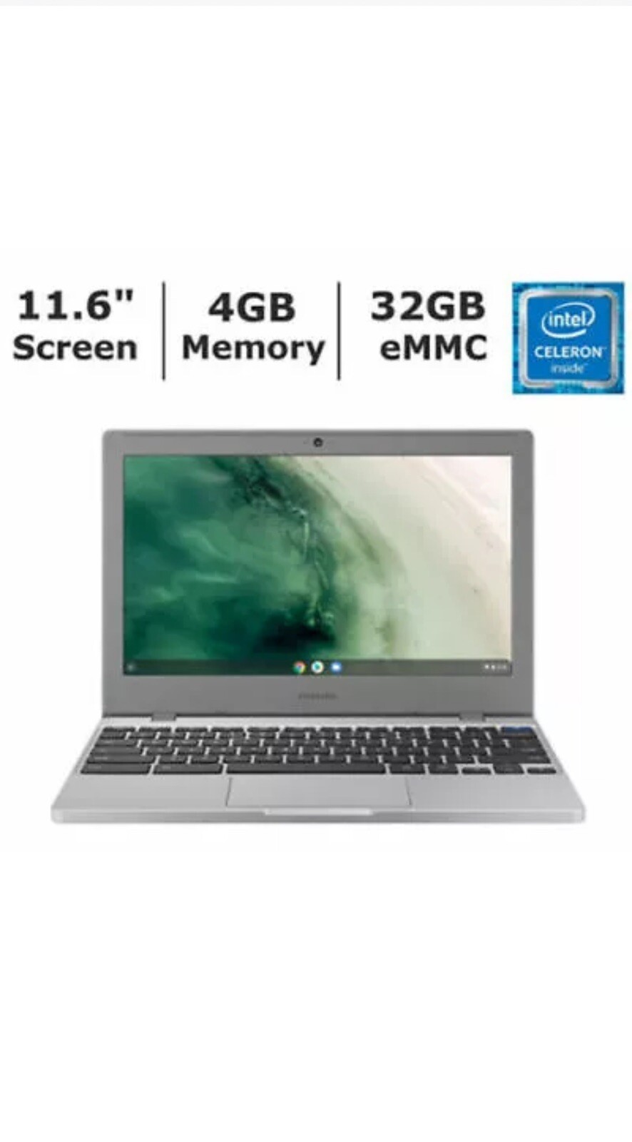 NEW Samsung Chromebook 4 11.6″ HD Intel N4000 4GB RAM 32GB eMMC Google Classroom