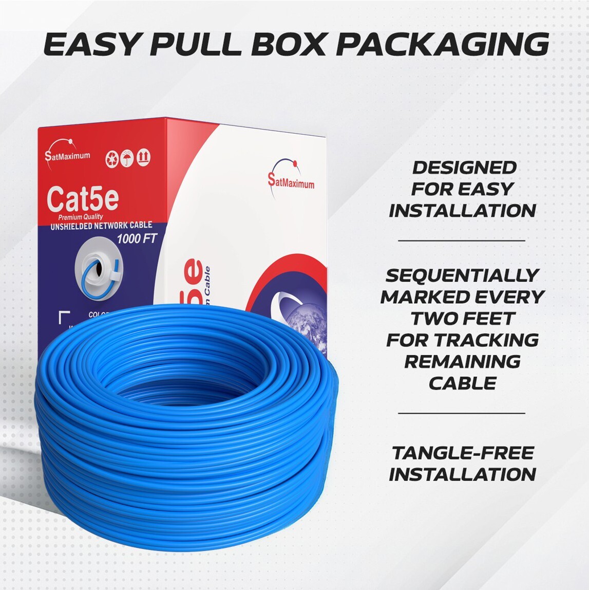 1000ft CAT5e Cable Solid Wire 24AWG Box Cat5 Ethernet Network RJ45 UTP FTP Bulk