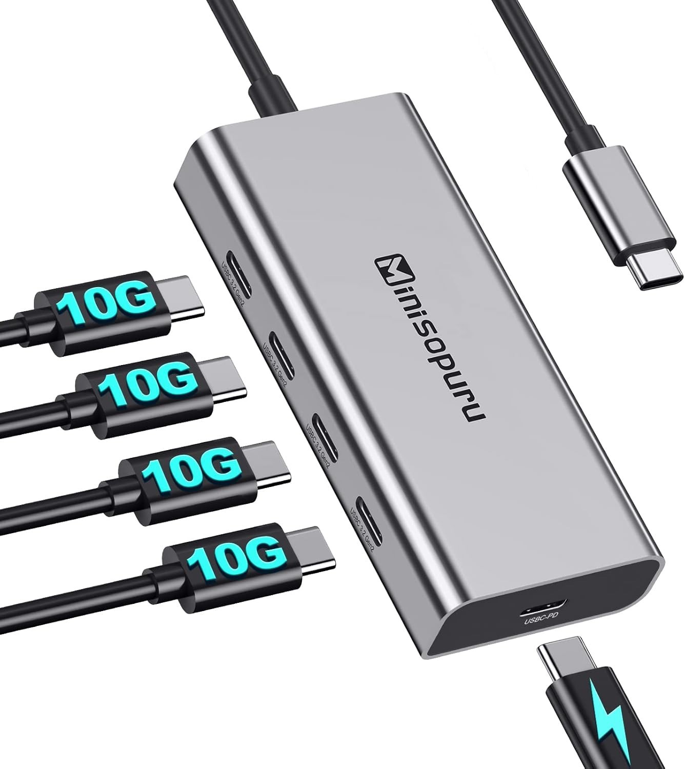 Used Minisopuru USB C 5 in 1 Type C Hub 10Gbps USB C Hub with 100W PD Charge