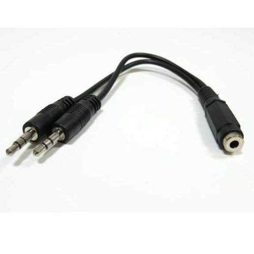 2X 6Inch 3.5mm Female to 2x 3.5mm Male Audio AUX Y Splitter Cable Adapter Stereo