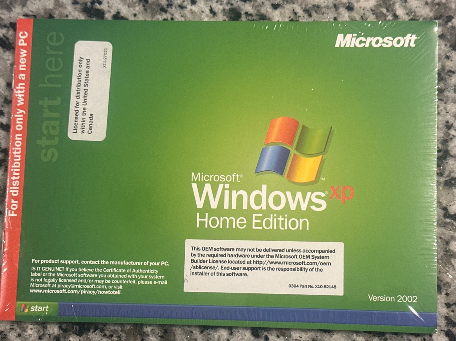 Microsoft Windows XP Home Edition OEM CD English 1-Device OS X10-60218 W/ key