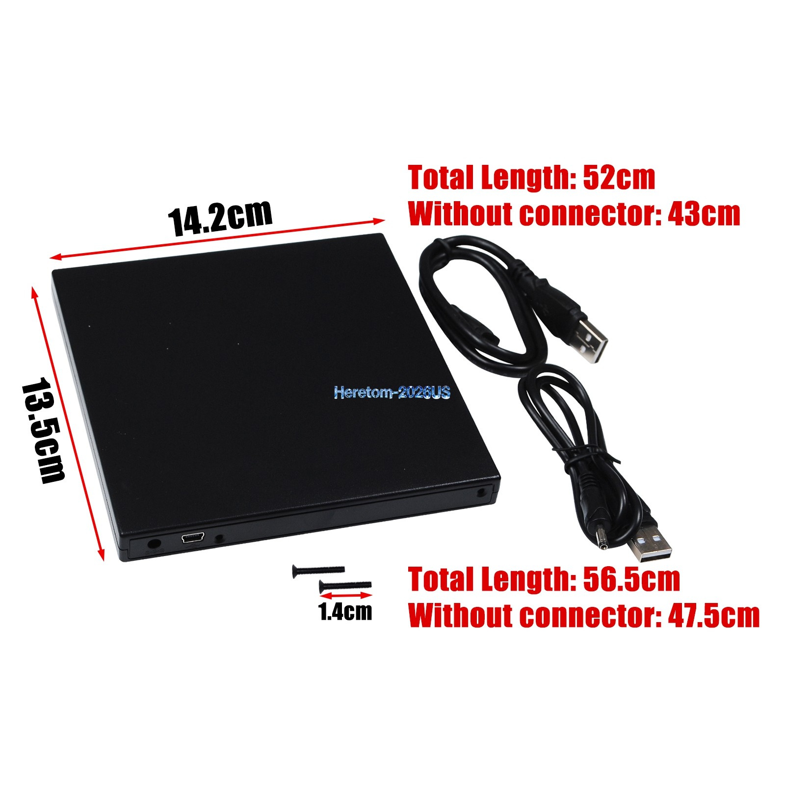 USB 2.0 External Enclosure Case Caddy For 9.5mm SATA CD / DVD ROM Optical Drive