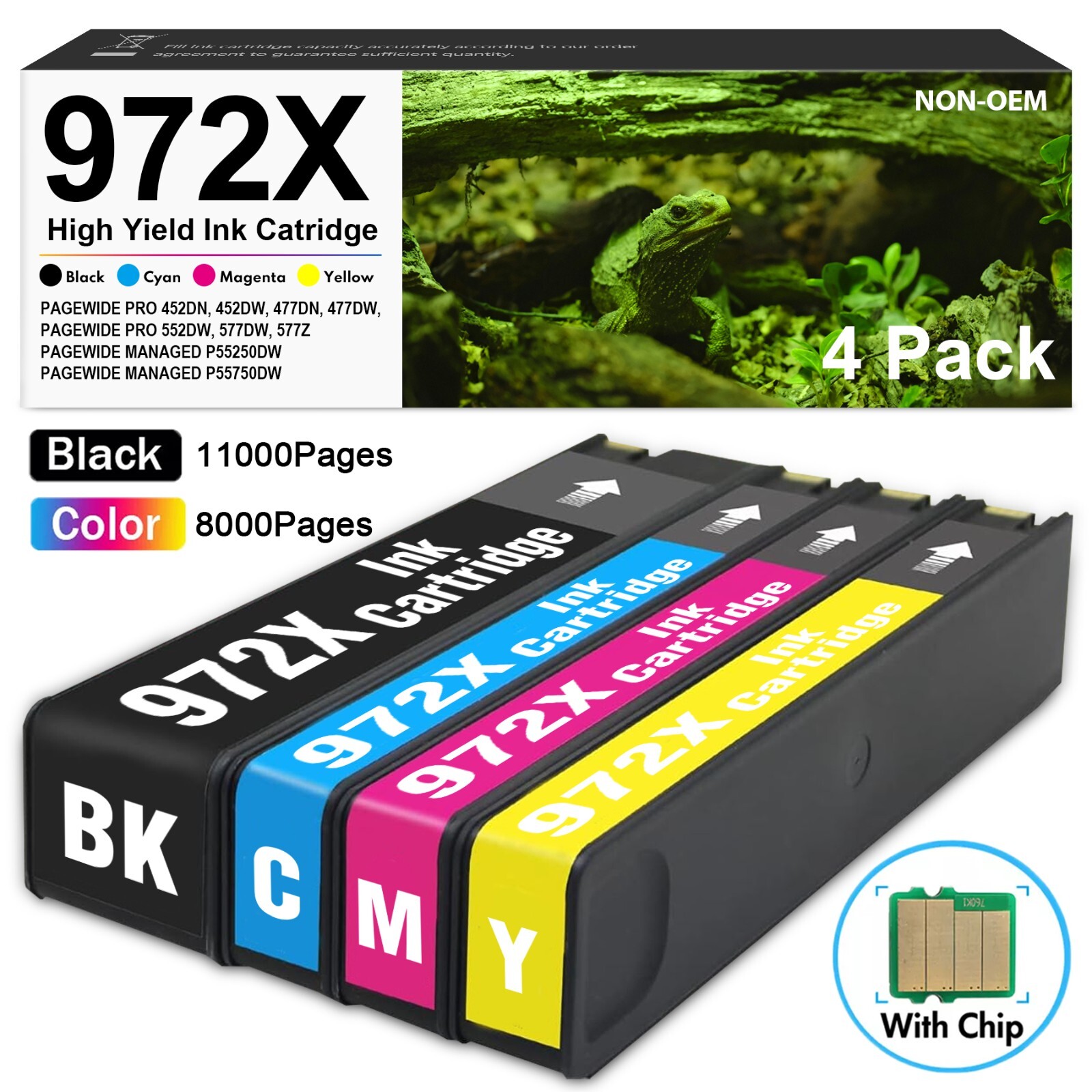 972X 972 XL Ink Cartridge For HP PageWide Pro 452dw 477dn 452dn 577z 552dw (4PK)