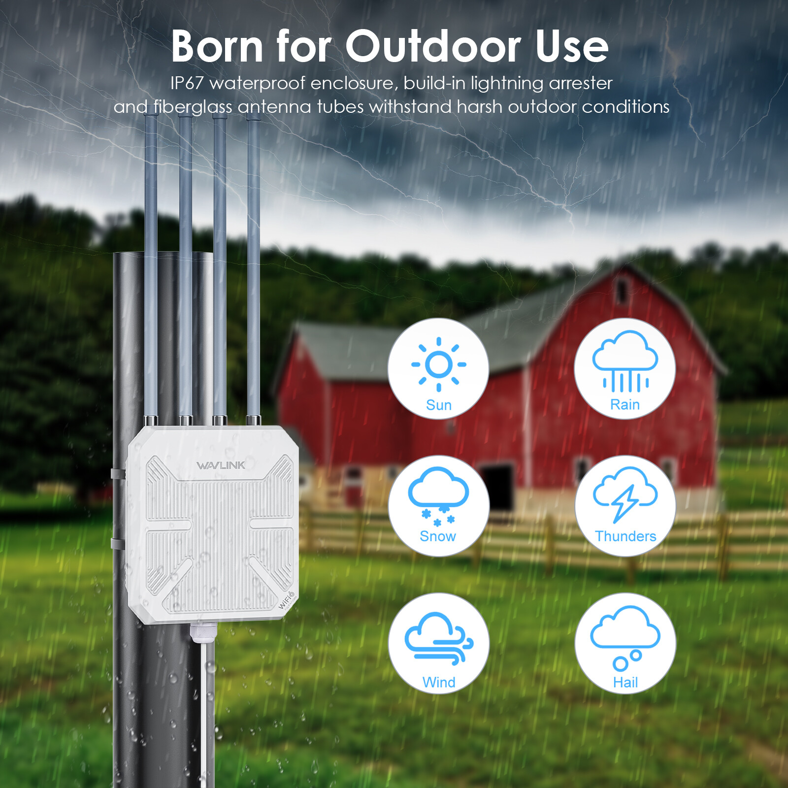 WiFi 7 Extender Long Range WiFi 6 Signal Booster Outdoor up to 300M for Yard/RV