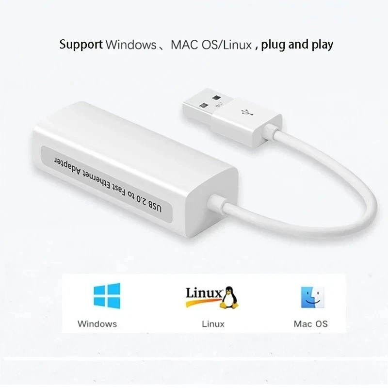 USB 2.0 to Ethernet RJ45 Network LAN Adapter for Windows 7/8/10/Vista/XP
