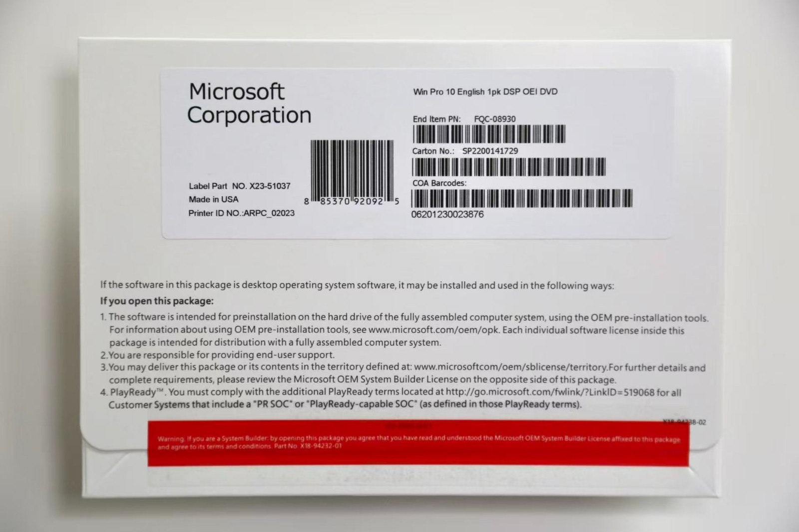 Win 10 Pro 64 bit DVD Free Shipping * Product Key New Sealed*