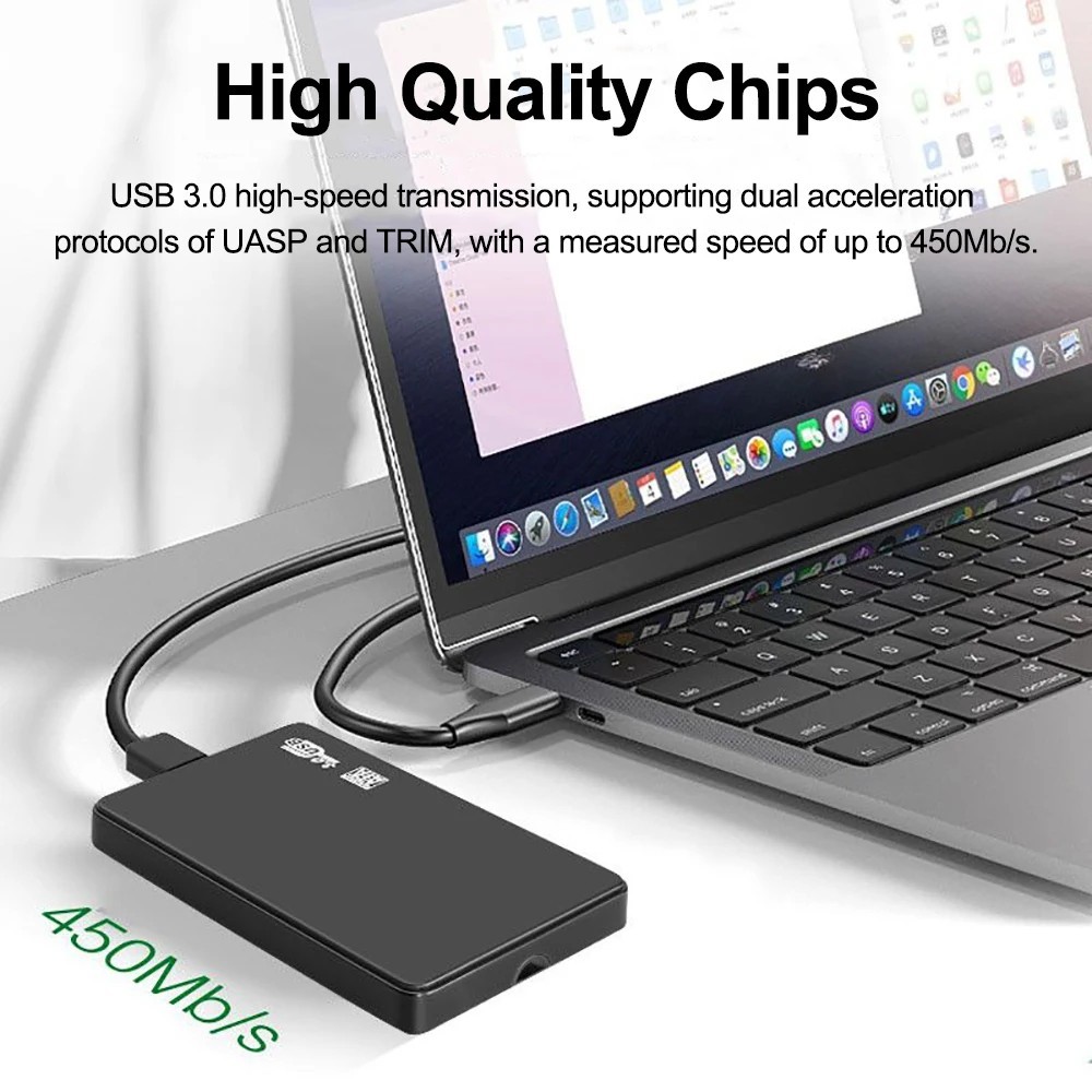 USB 3.0 2TB SATA SSD External Hard Drive Portable Desktop Mobile Hard Disk Case