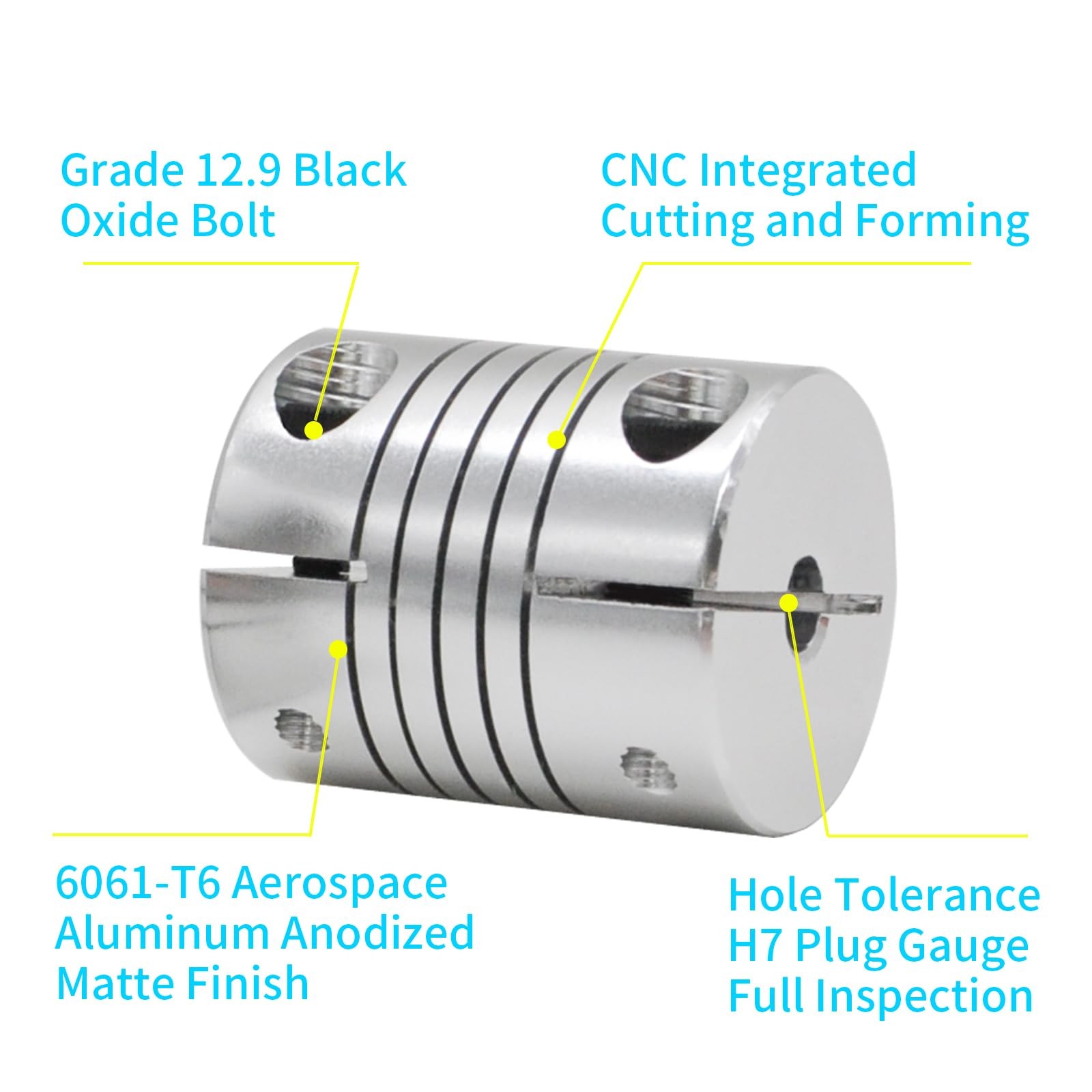 8mm to 10mm Stepper Motor Shaft Coupling 2 PCS 30mm Length Aluminum Alloy