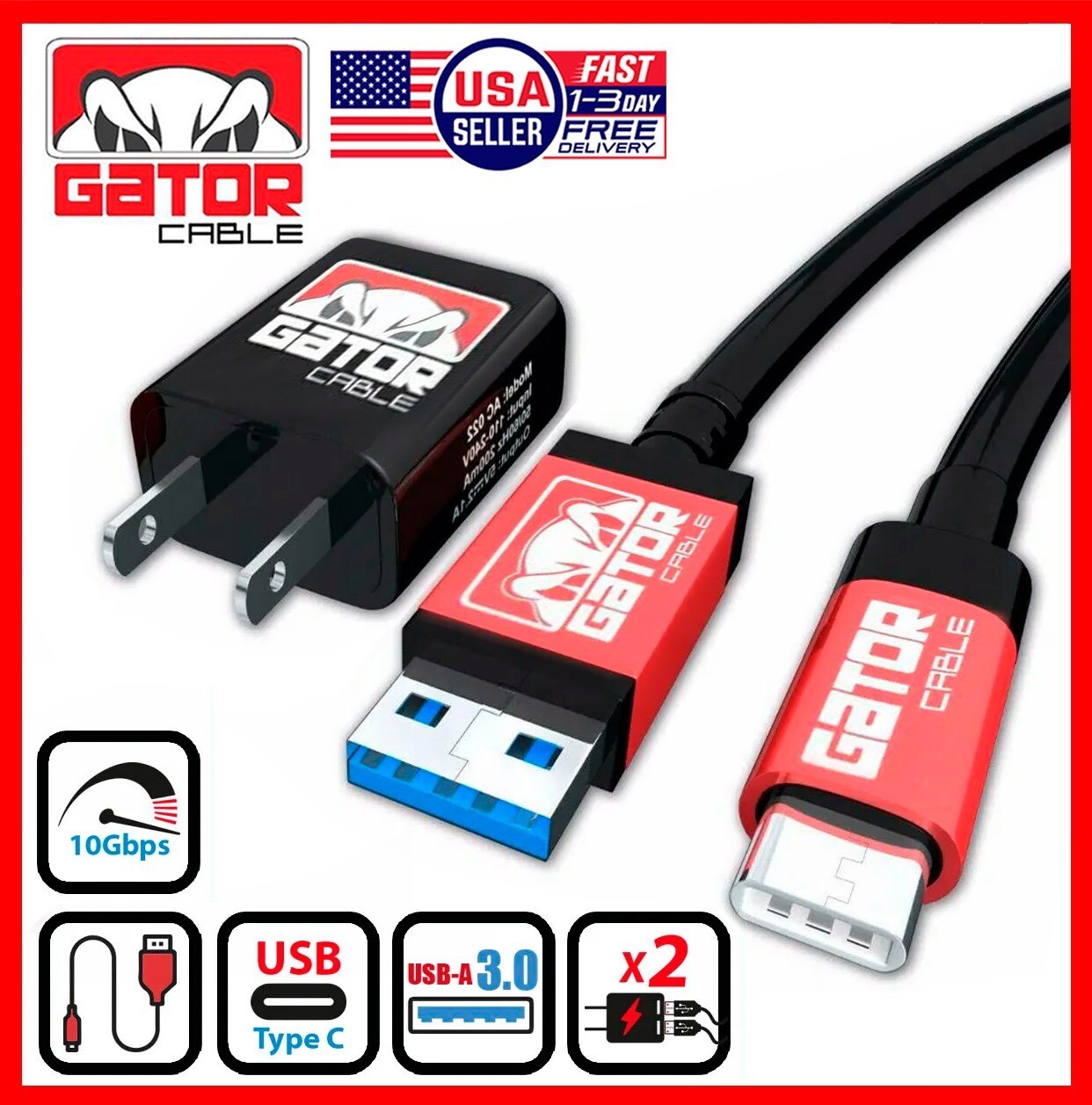 USB-C Charger Cable Data Sync Home Wall Charger for Samsung LG Motorola Android