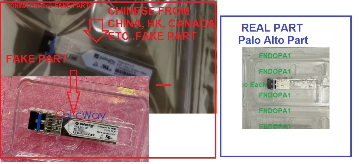 Palo Alto PAN-SFP-PLUS-SR PAN-SFP-LX SFP+LR SR SFP-LX Real vs FAKE CHINA PART