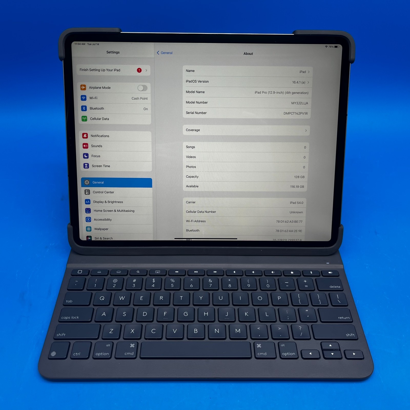Apple A2069 iPad Pro 4th Gen. 128GB, Wi-Fi + 4G (Unlocked), 12.9 in – Space Gray