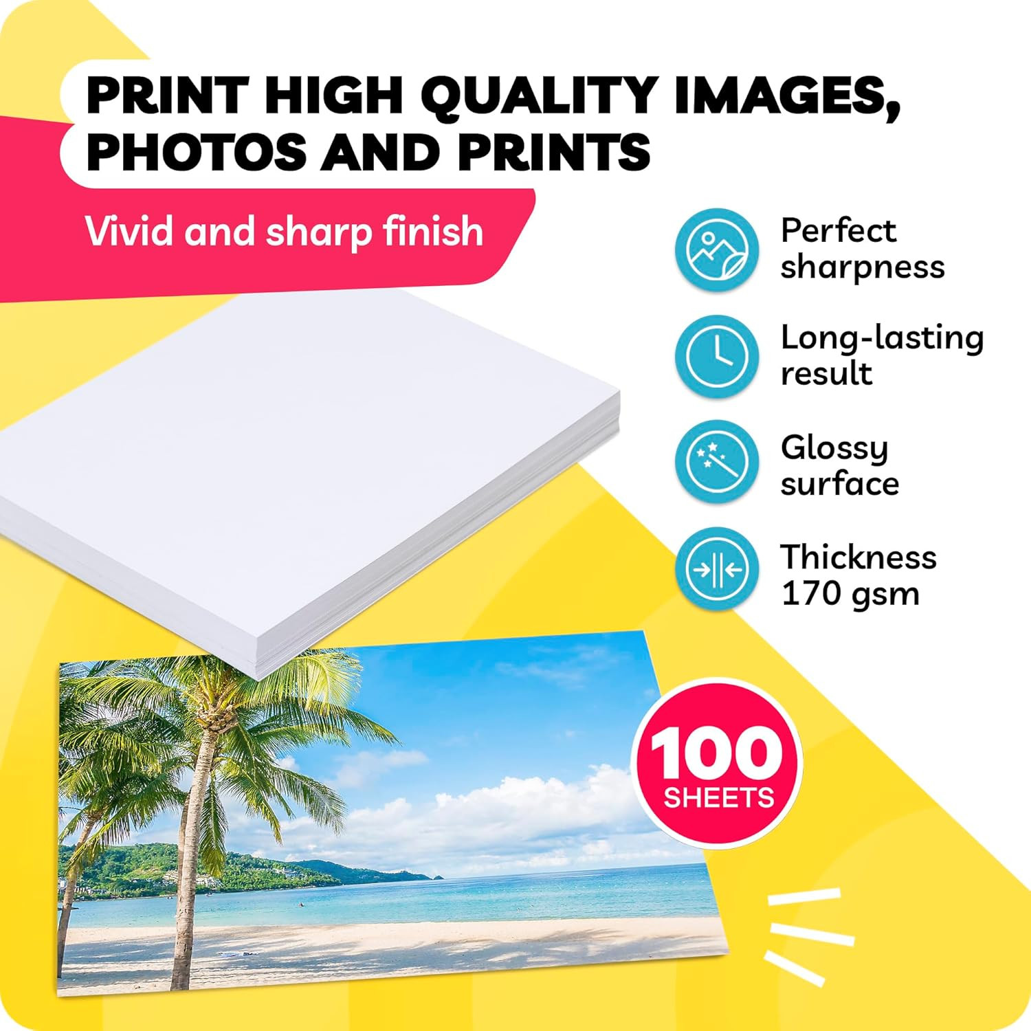 Glossy Photo Paper For Printer 8.5 x 11” x 100 Sheets – Picture Paper for Pri…