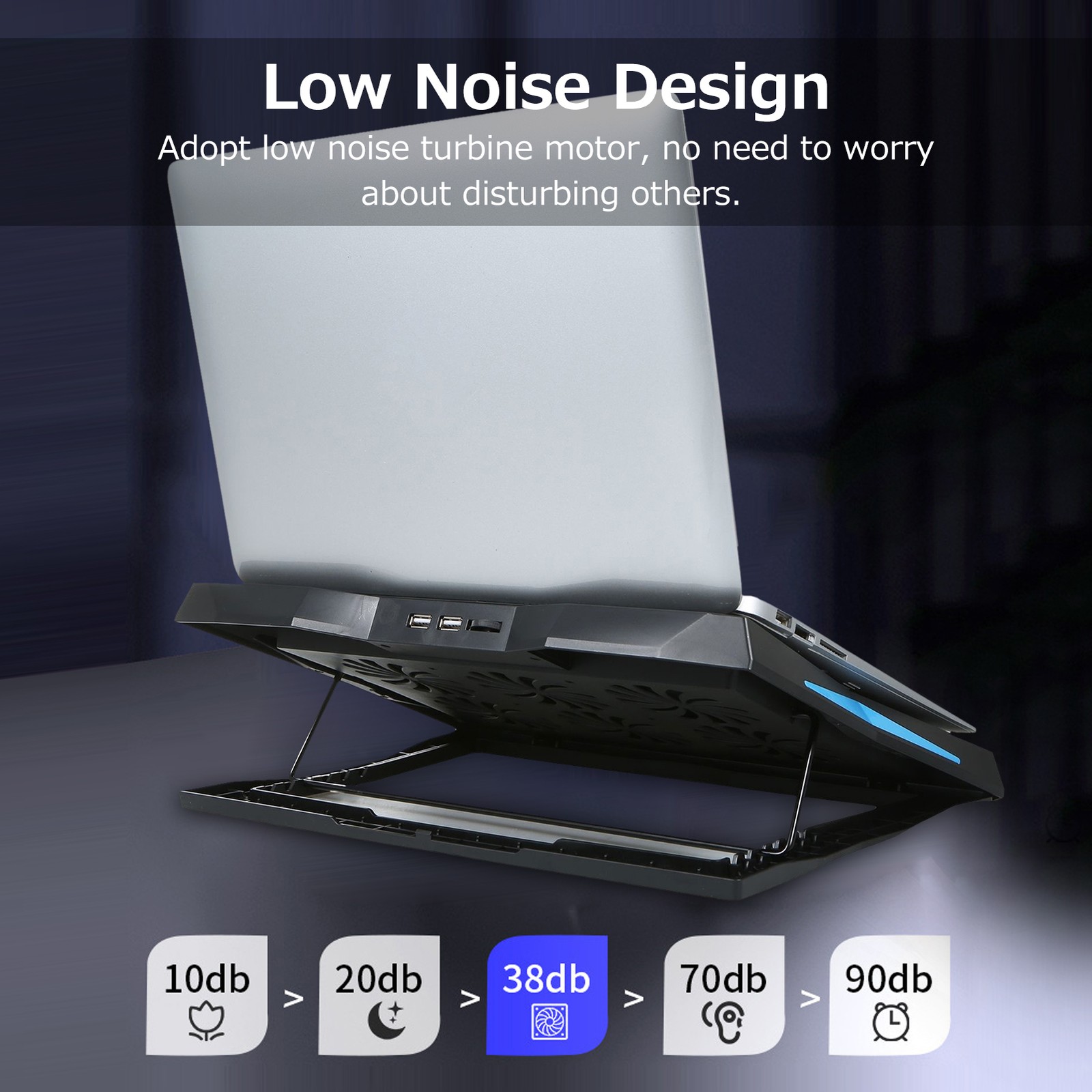 Foldable Laptop Cooler 6-fan Laptop Cooling Stand Low Noise With 6-level
