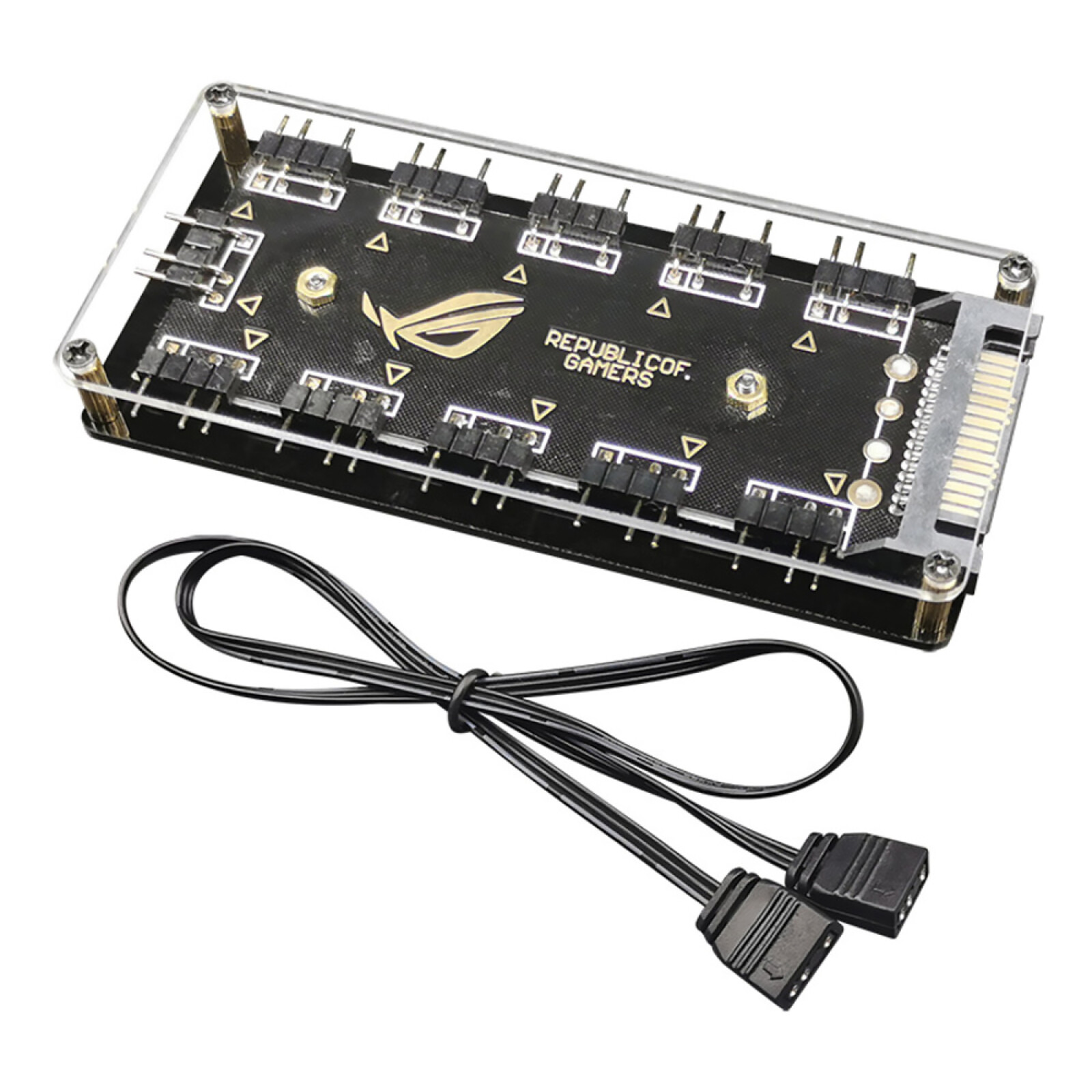 5V 3-Pin RGB 10 Hub Splitter SATA Power 3pin ARGB Adapter Extension Cable H