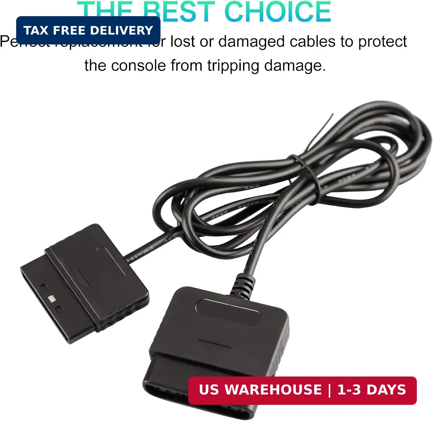 Xahpower 2Pack 6Ft Controller Extension Cable for PS2, 1.8m Controller Extension