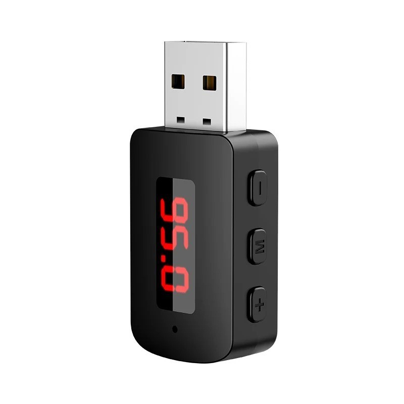 Bluetooth 5.4 Mini USB Receiver with LED Display Handsfree Call Car Kit for FM