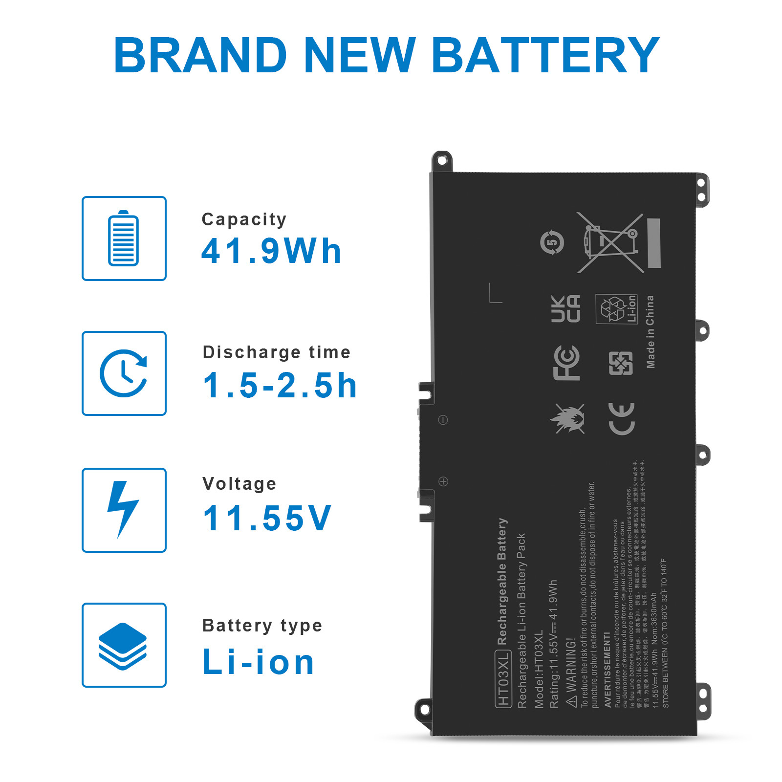 Battery/Charger HT03XL L11119-855 For HP Pavilion 15s-DU 15-CS 15-DB 15-DA 15-DW