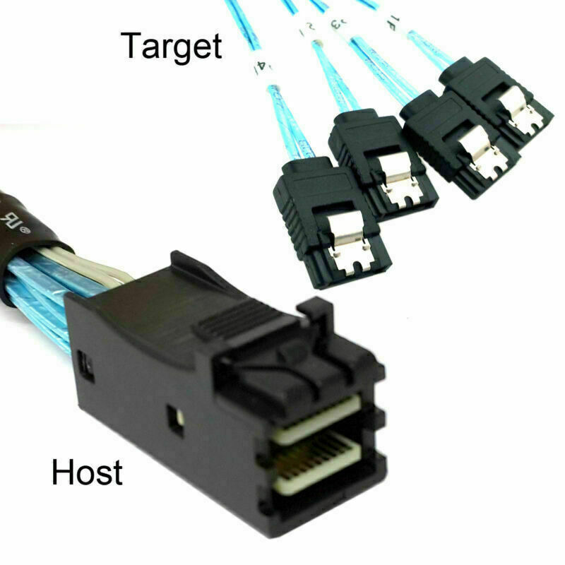 Lot Mini SAS SFF-8643 Target to 4 SATA 7pin Host Hard Disk Data Serve Raid Cable