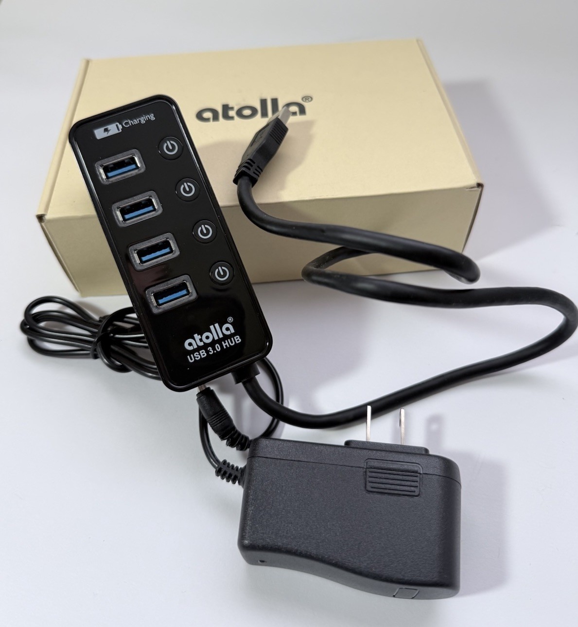 Atolls USB 3.0 4-Port Powered Hub/Splitter Box AC-0520 Black model CH-204U3-K