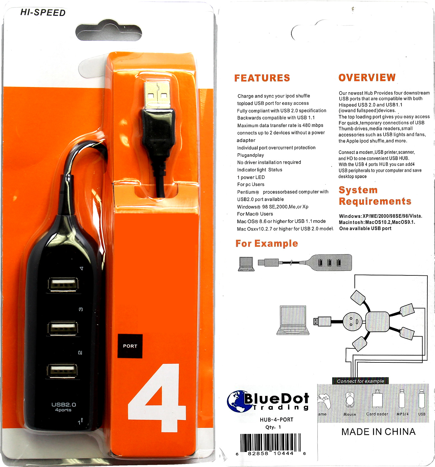 High Speed 4 Port USB 2.0 Multi HUB Splitter Expansion Desktop PC Laptop Adapter