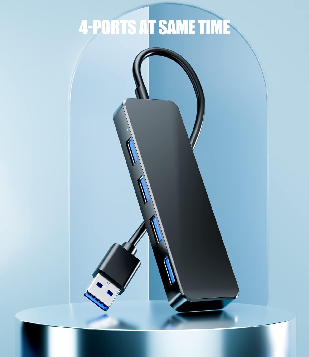 4 Port USB 3.0 Hub Splitter Multi Adapter 5Gbps High Speed PC Desktop Laptop Lot