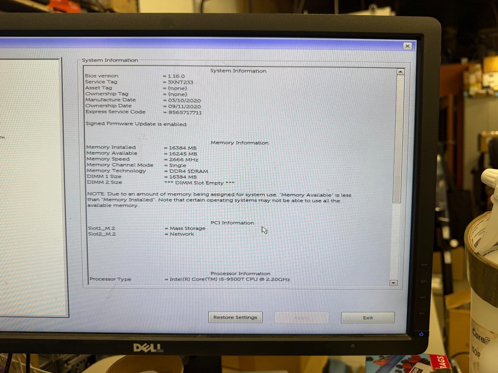 Dell OptiPlex 7070 Micro MFF i5-9500T 16GB , 256GB SSD Win11 Pro NO AC ADAPTER