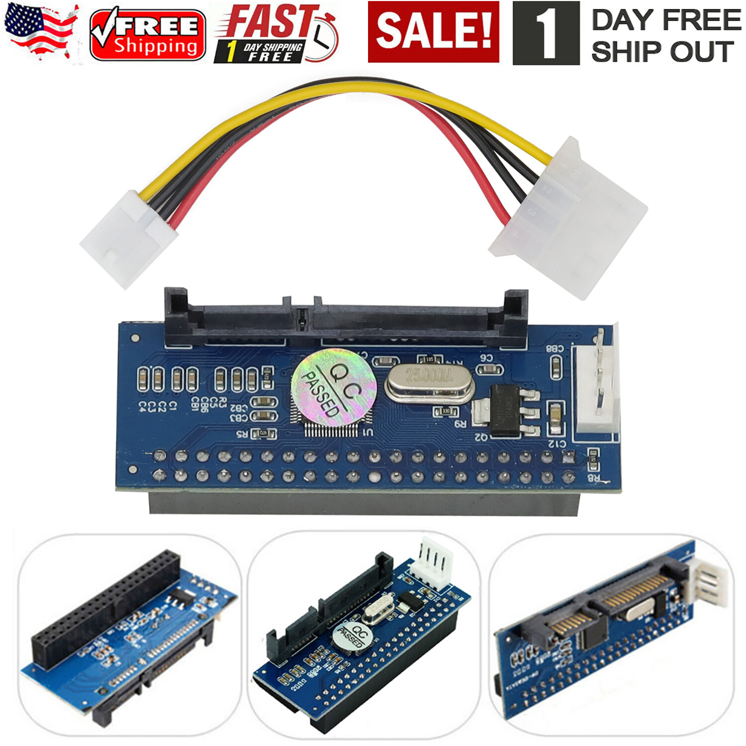 40 Pin Female SATA IDE to 22 Pin Male Adapter PATA 3.5″ Card for T1 Converter US