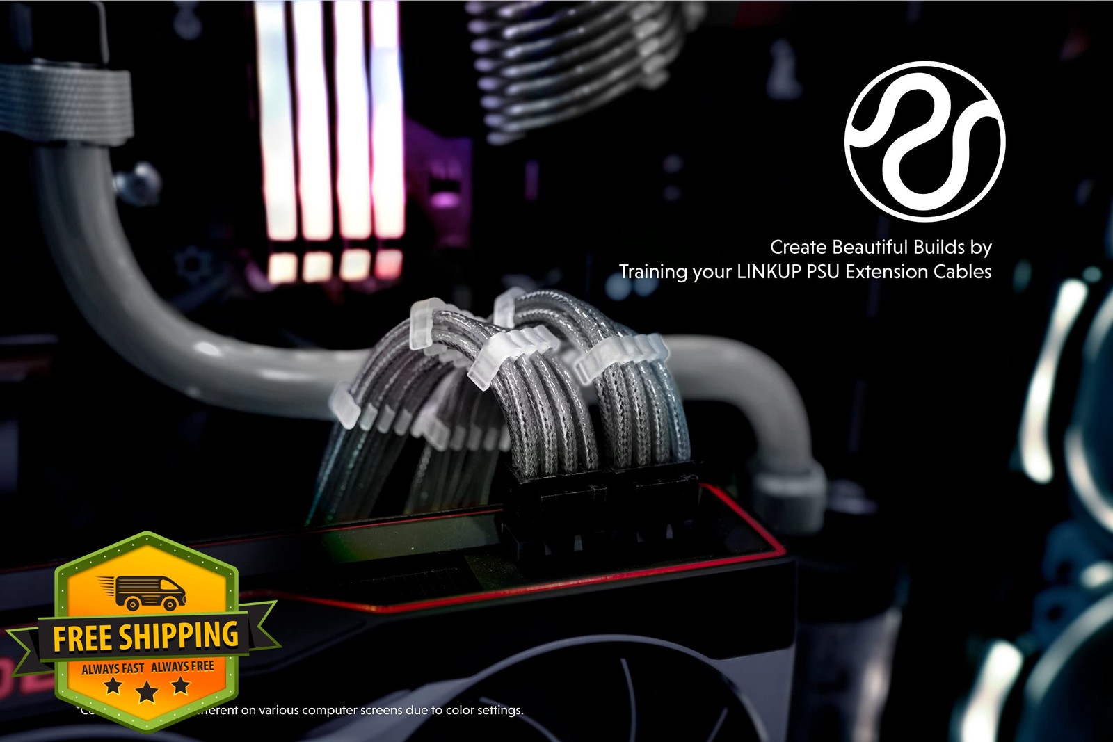 LINKUP 30cm 4-Pack PSU Cable Metallic Silver w/Comb Kit