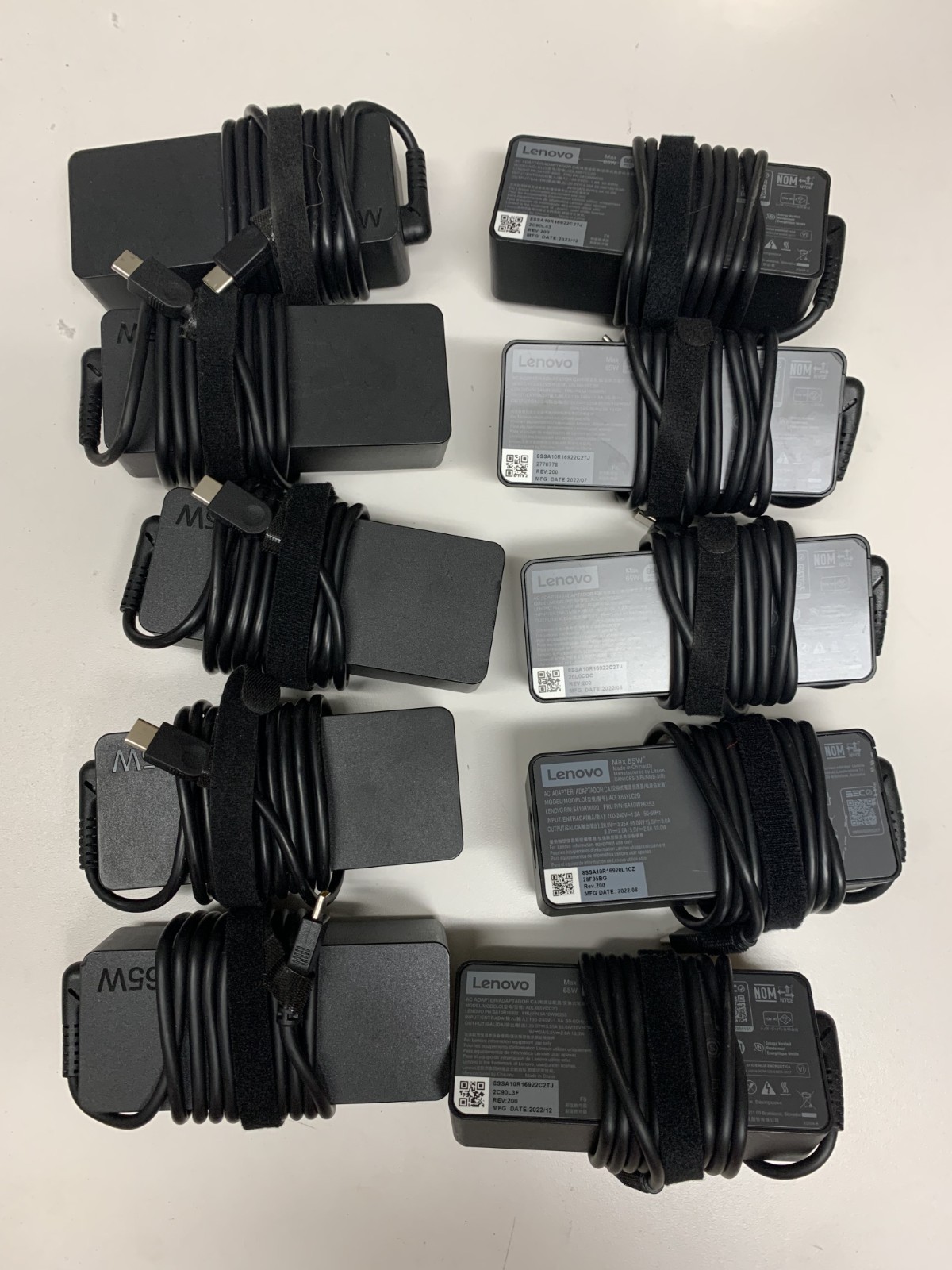 Lot of 10 Lenovo Max 65w 20V 3.25A AC Adapter USB Type C-No Power Cable!
