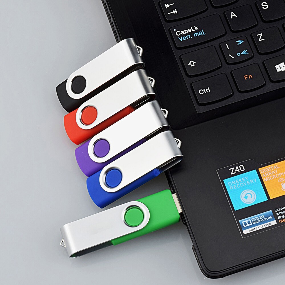 5 Pack Rotating Swivel USB 2.0 Mini Flash Drive 1GB-32GB Blank Data Memory Stick