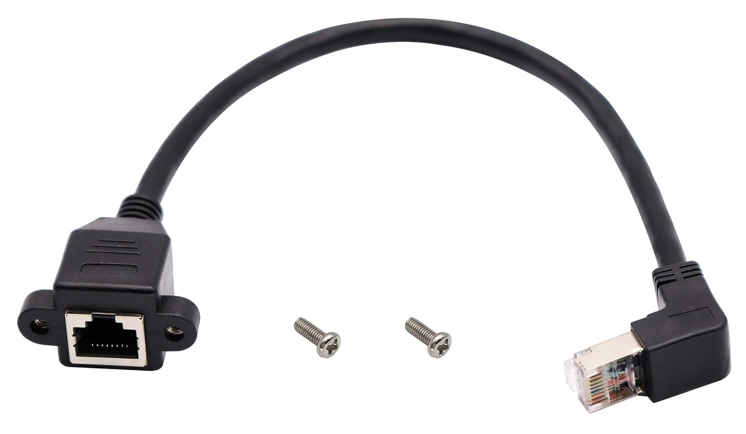 Cat 6 Ethernet Cable 90 Degree down Angle RJ45 Male to Female Shielded Ethernet