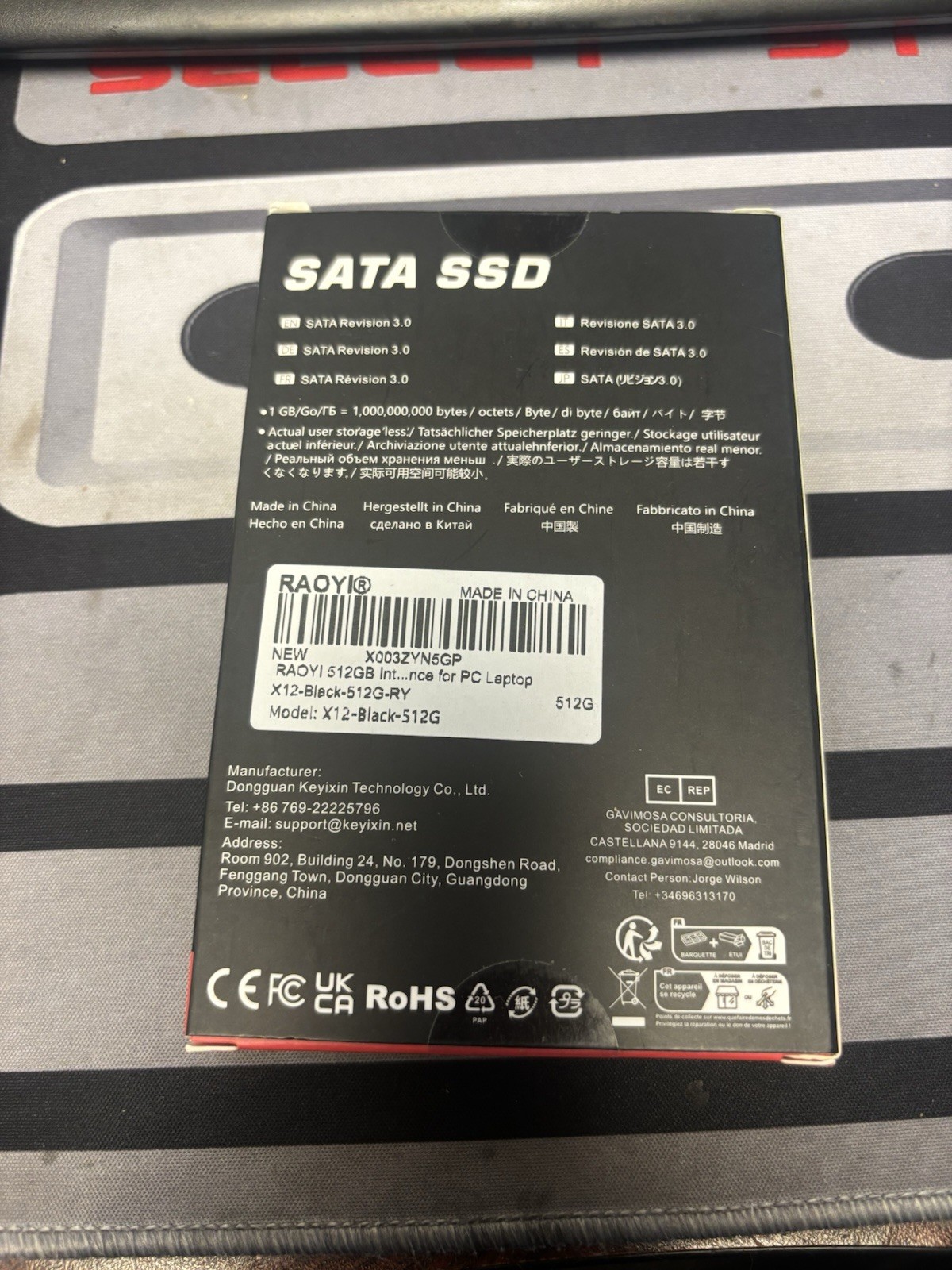 RAOYI 512GB Internal SSD SATA III 6Gb/S 2.5 Solid State Drive 3D Up to 550mb/S