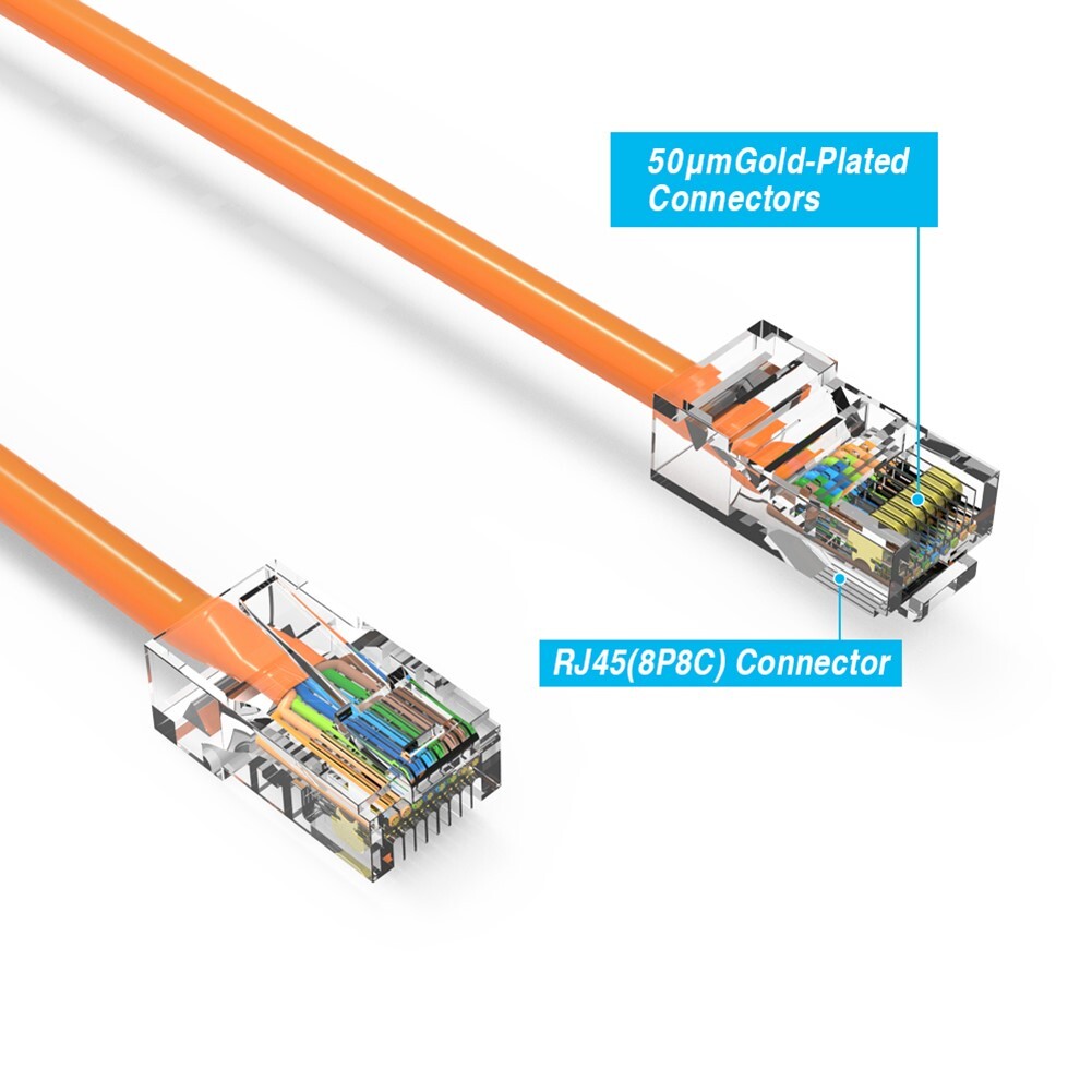 7FT Cat5e RJ45 Ethernet LAN Network UTP Non-Booted Patch Cable Copper Orange