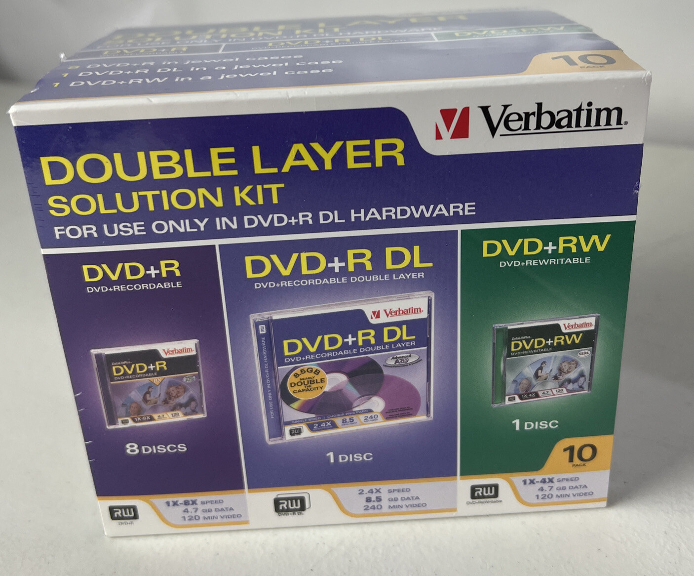 NEW Verbatim DVD+R Double Layer Solution Kit 10Pack Media Sealed