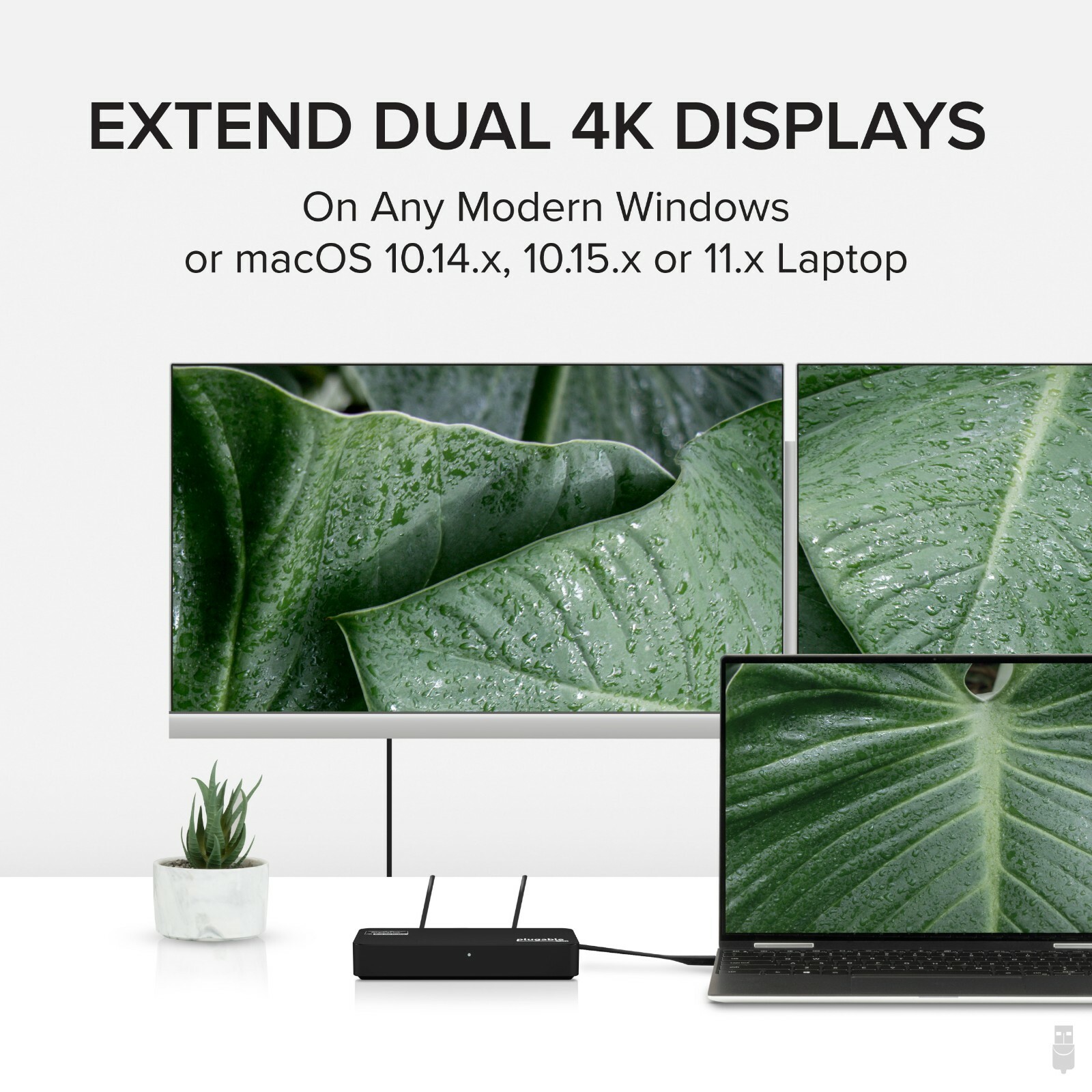 Plugable 4K DisplayPort/HDMI Dual Screen Adapter for USB 3.0/USB-C (Refurbished)