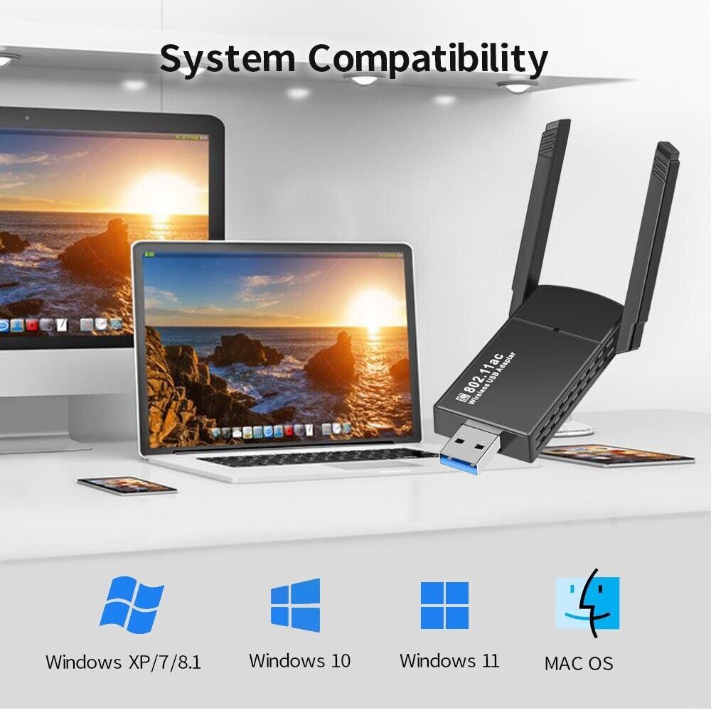 USB 3.0 Wireless WIFI Adapter 1300Mbps Long Range Dongle Dual Band Network lot
