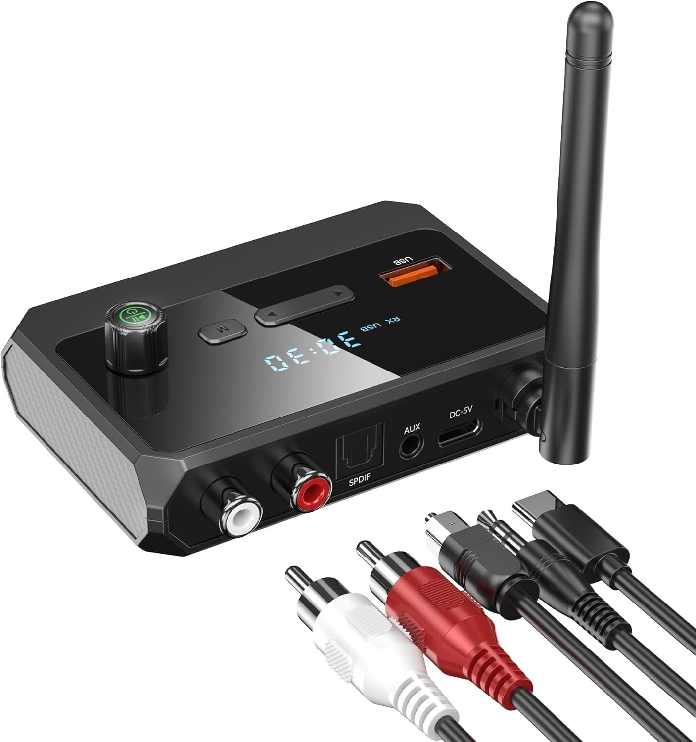 Compact Bluetooth 5.4 Receiver with Optical, RCA & AUX – Upgrade Your Home Audio