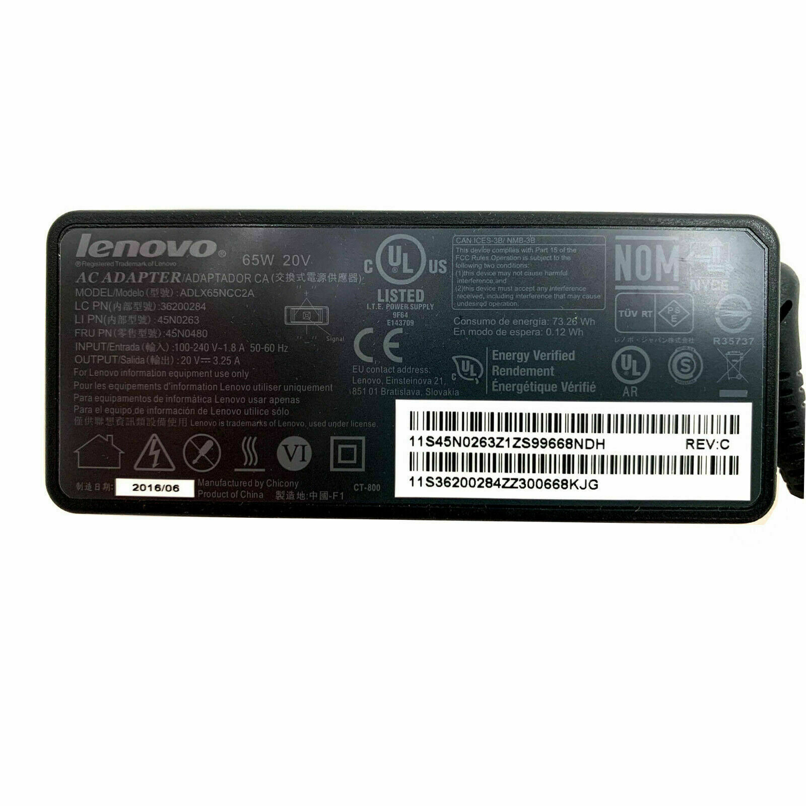 Genuine Lenovo 65W 20V 3.25A ThinkPad Laptop AC Charger Power Adapter – square