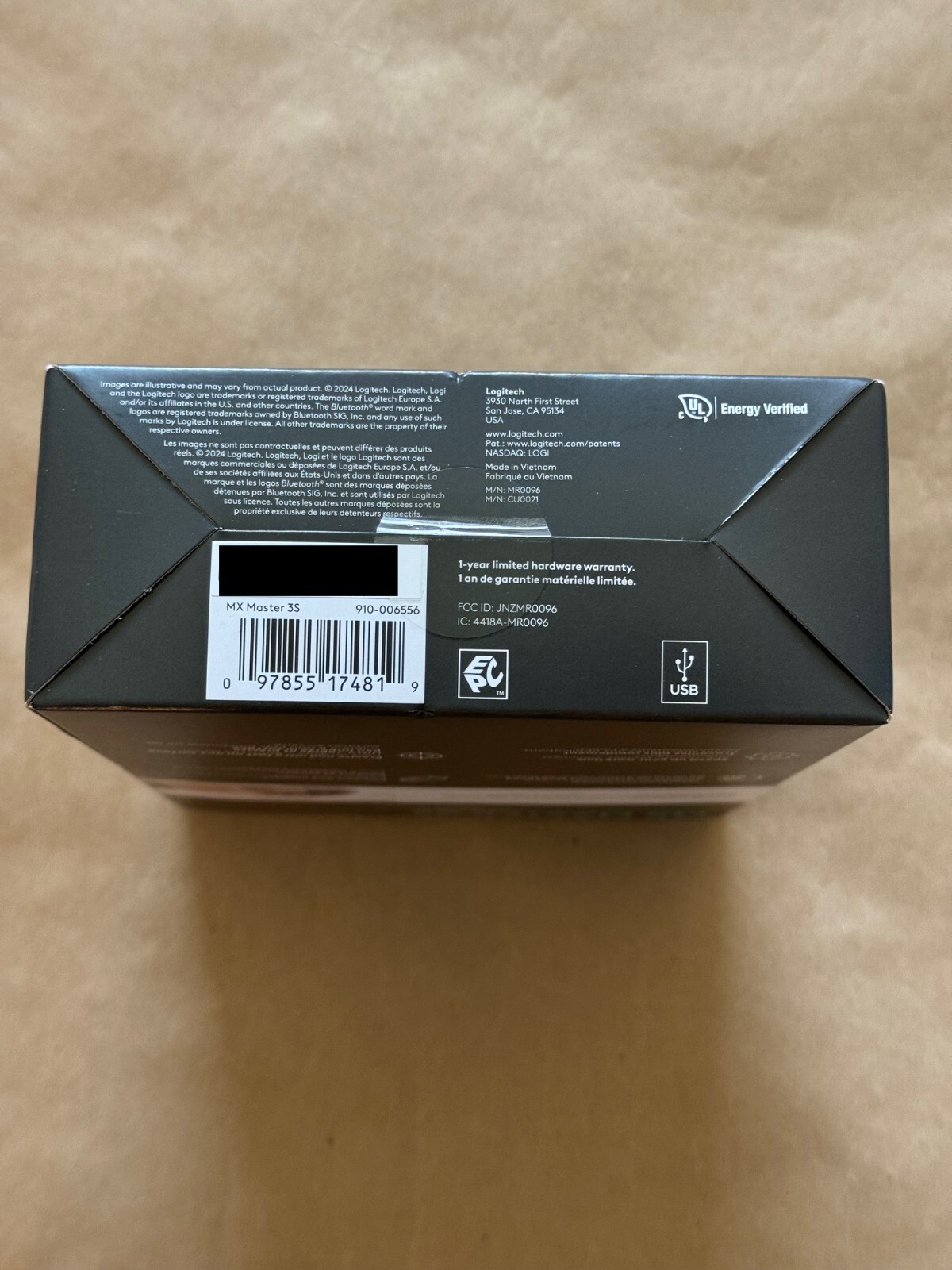 NEW LOGITECH MX MASTER 3S PERFORMANCE WIRELESS MOUSE COLOR: BLACK PN: 910-006556